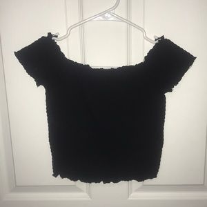 Black garage off the shoulder top